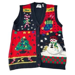 Westbound casual Ugly Christmas Sweater  Vest Size Medium ramie vintage